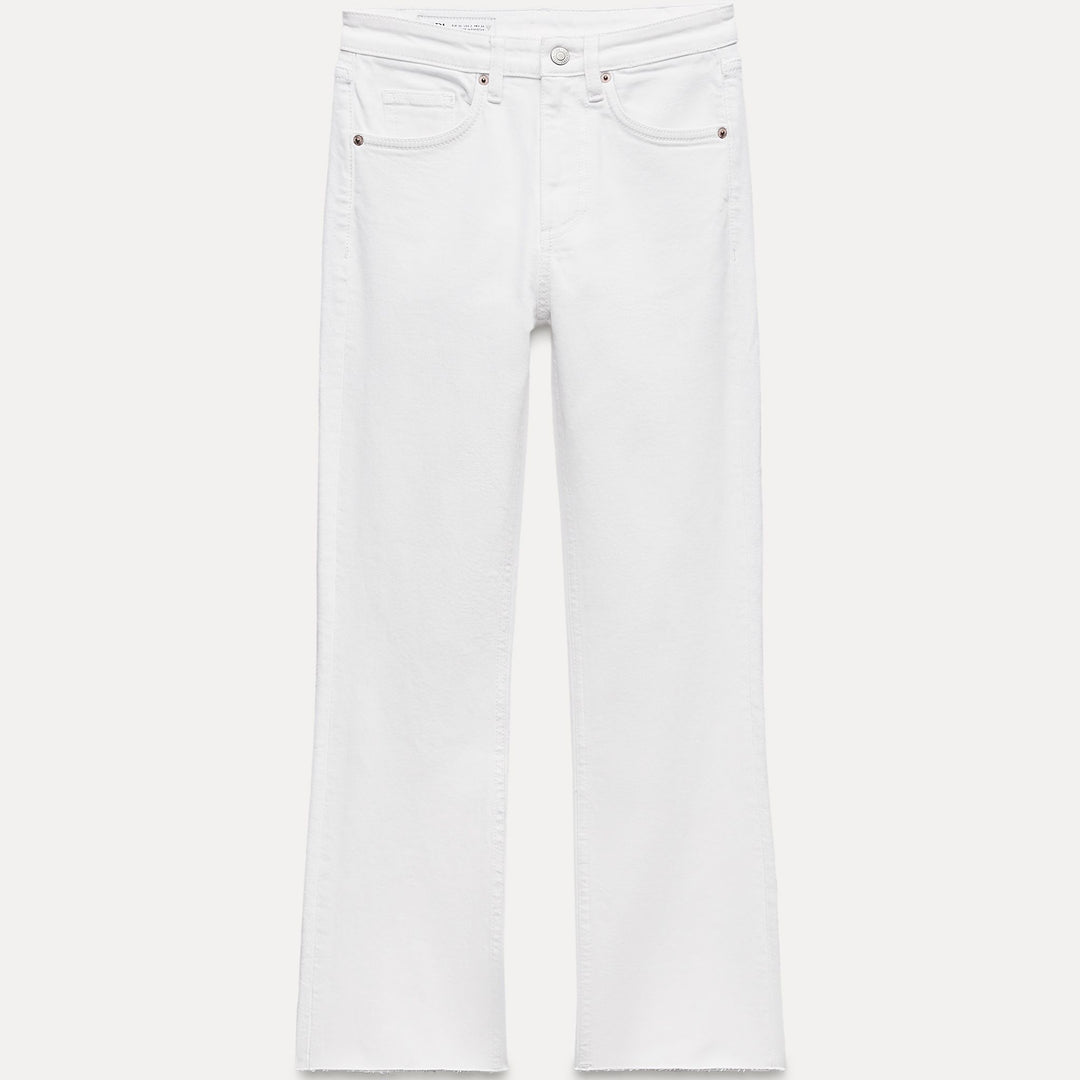 Moudda ZARA - Pantalon évasé court 5 poches taille haute ourlet brut - Tunisie 2