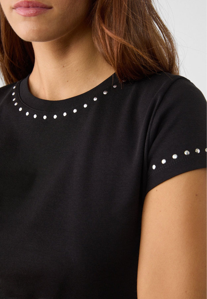 Moudda STRADIVARIUS - T-Shirt Regular M/C Col Rond Fitted avec Détail Clous - Tunisie 4