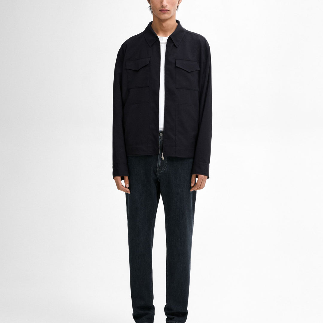 Moudda Massimo Dutti - Pantalon jean brossé bleu noir coupe slim - Tunisie 8