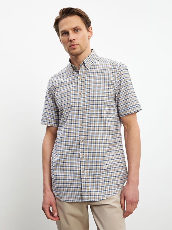 Moudda LC Waikiki - Chemise à carreaux manches courtes en tissu tissé pour Homme - Tunisie 1