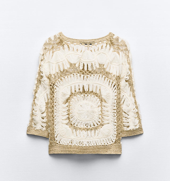 Moudda ZARA - Veste en crochet bicolore, boutonnée - Tunisie 2