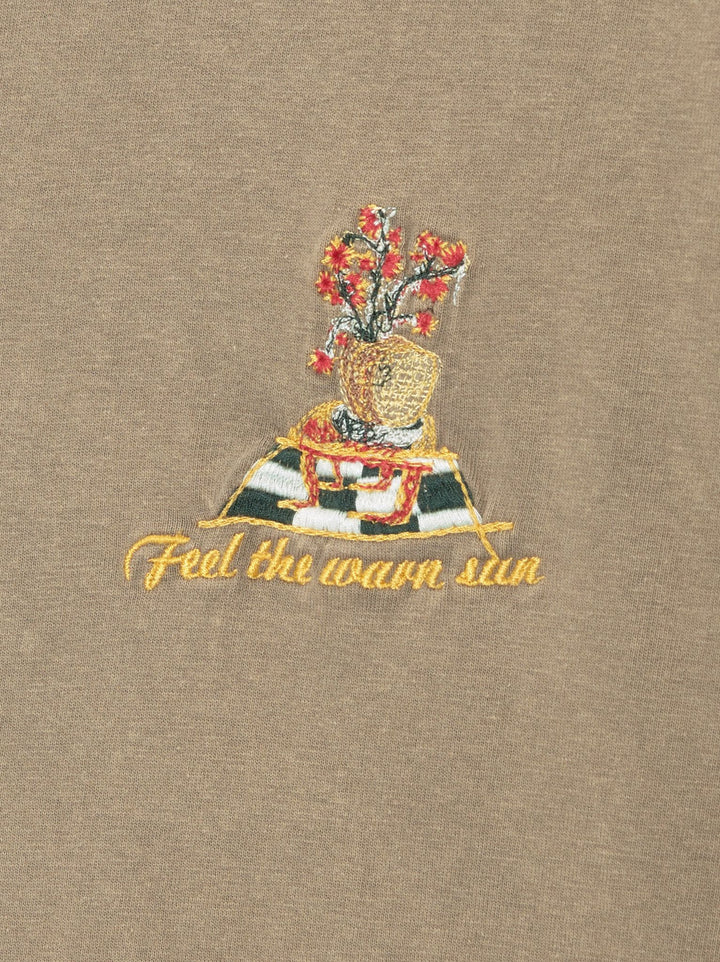 Moudda PULL & BEAR - T-Shirt Lavé Usé Brodé Feel The Warm Sun - Tunisie 2