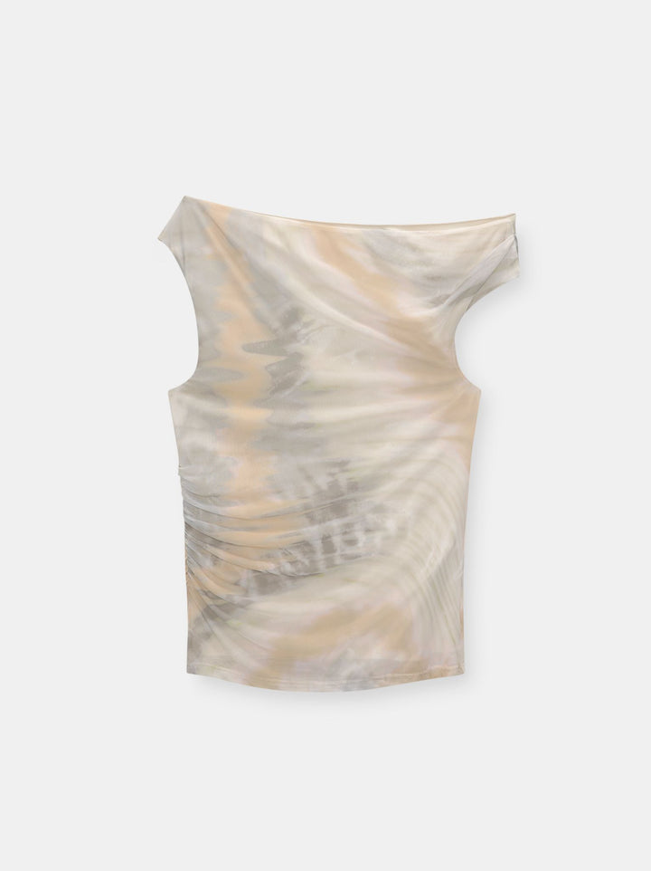 Moudda PULL & BEAR - Body Top Asymétrique Tulle Imprimé - Tunisie 1