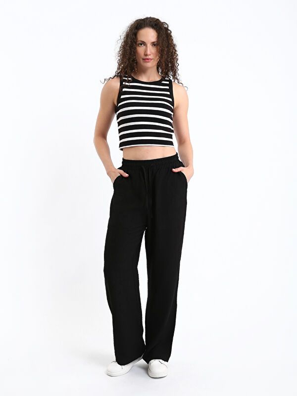 Moudda LC Waikiki - Pantalon tissé fin Femme Noir - Tunisie 1