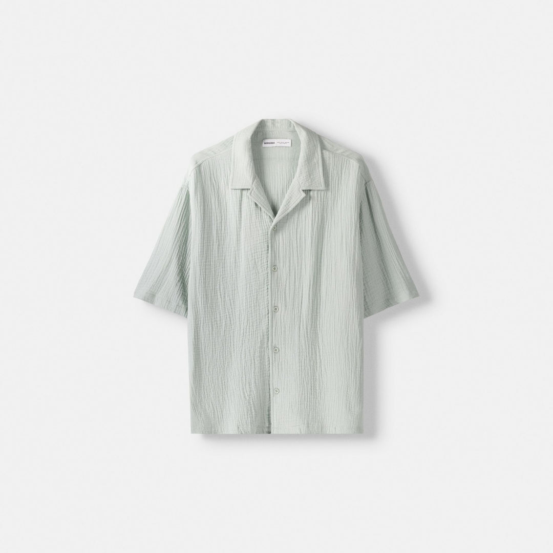 Moudda BERSHKA - Chemise Manches Courtes Relax Gaze de Coton - Tunisie 1
