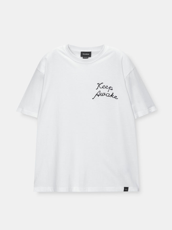 Moudda PULL & BEAR - T-Shirt Demi-Manches Brodé Poitrine - Tunisie 1