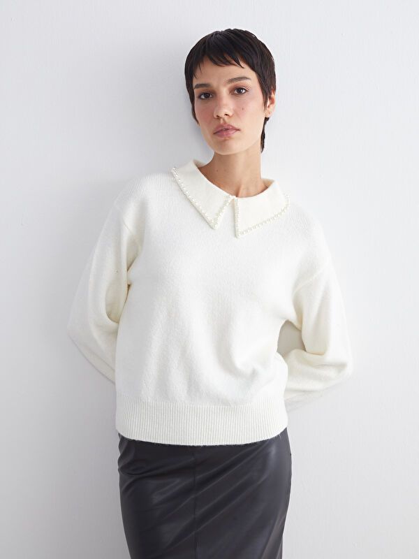 Moudda LC Waikiki - Pull tricot moyen Femme Beige clair - Tunisie 2