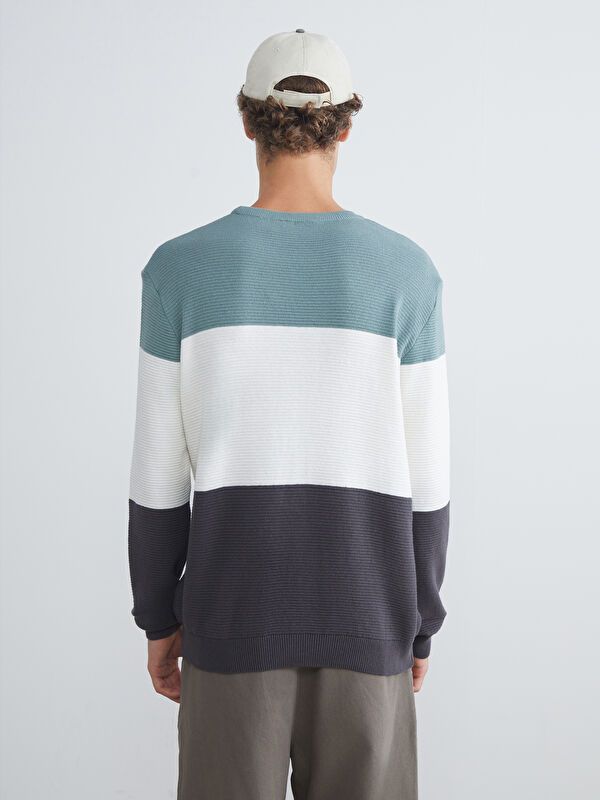 Moudda LC Waikiki - Pull rayé en tricot couleur Vert terne pour hommes - Tunisie 4