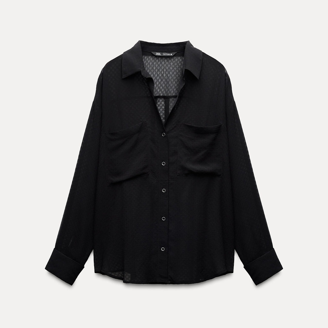 Moudda ZARA - Chemise à pois dévoré manches longues poches devant - Tunisie 1