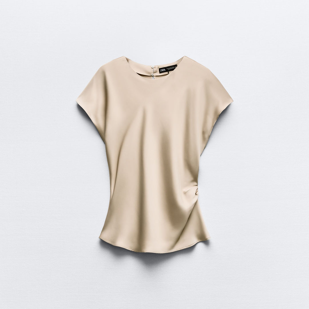 Moudda ZARA - Ensemble top satin drapé, manches tombantes - Tunisie 1