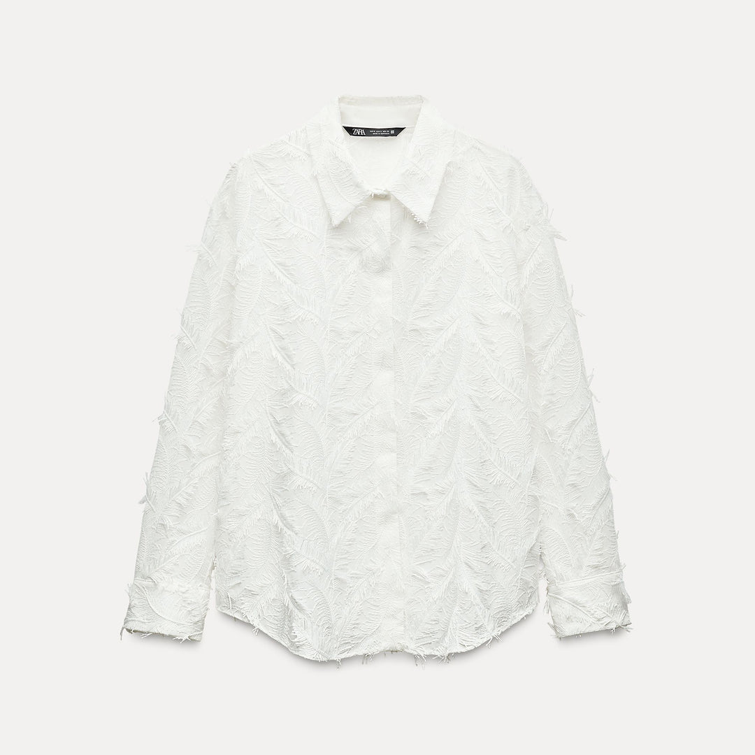 Moudda ZARA - Chemise fleur brodée tons franges manches longues - Tunisie 1