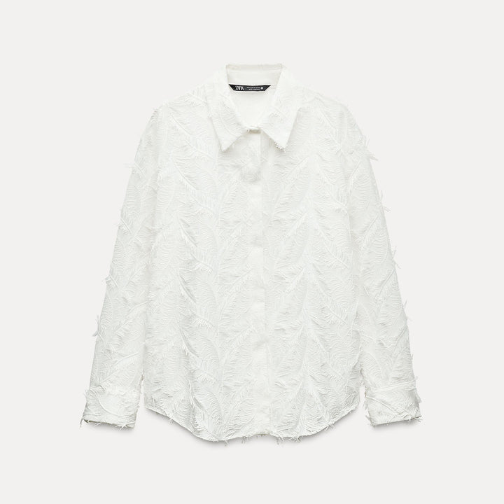 Moudda ZARA - Chemise fleur brodée tons franges manches longues - Tunisie 1