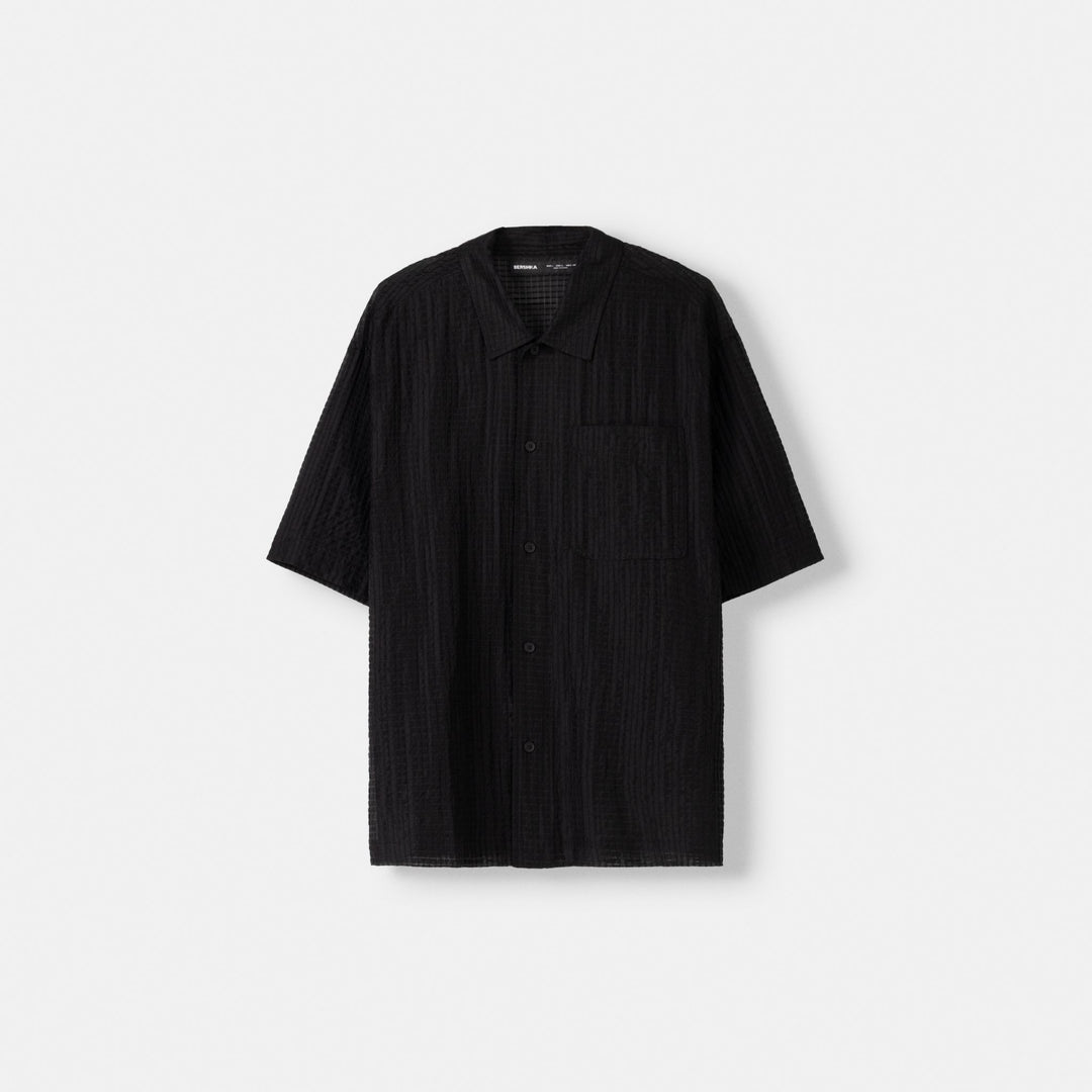 Moudda BERSHKA - Chemise manches courtes tissu gaufre transparent - Tunisie 1