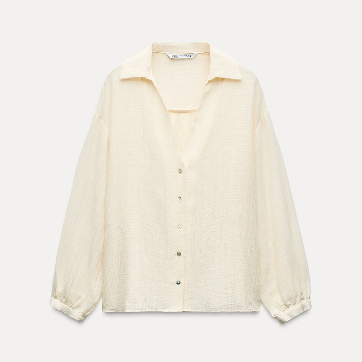 Moudda ZARA - Chemise rustique décolleté plungé, rayure lurex - Tunisie 2