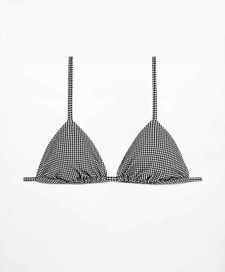Moudda Oysho - Culotte Triangle Mousse Extra Sans Armatures Mini Vichy Noir - Tunisie 7