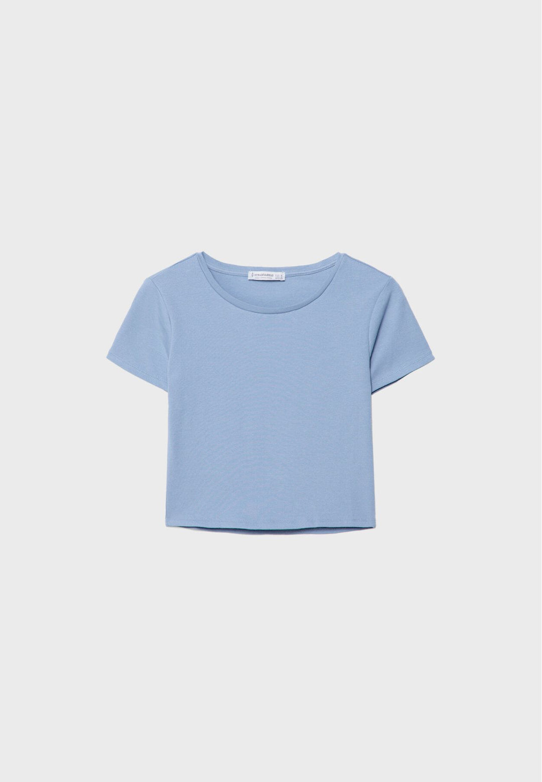 Moudda STRADIVARIUS - T-Shirt Crop Basique Manche Courte Coton Élasthanne Grandes Surfaces - Tunisie 2