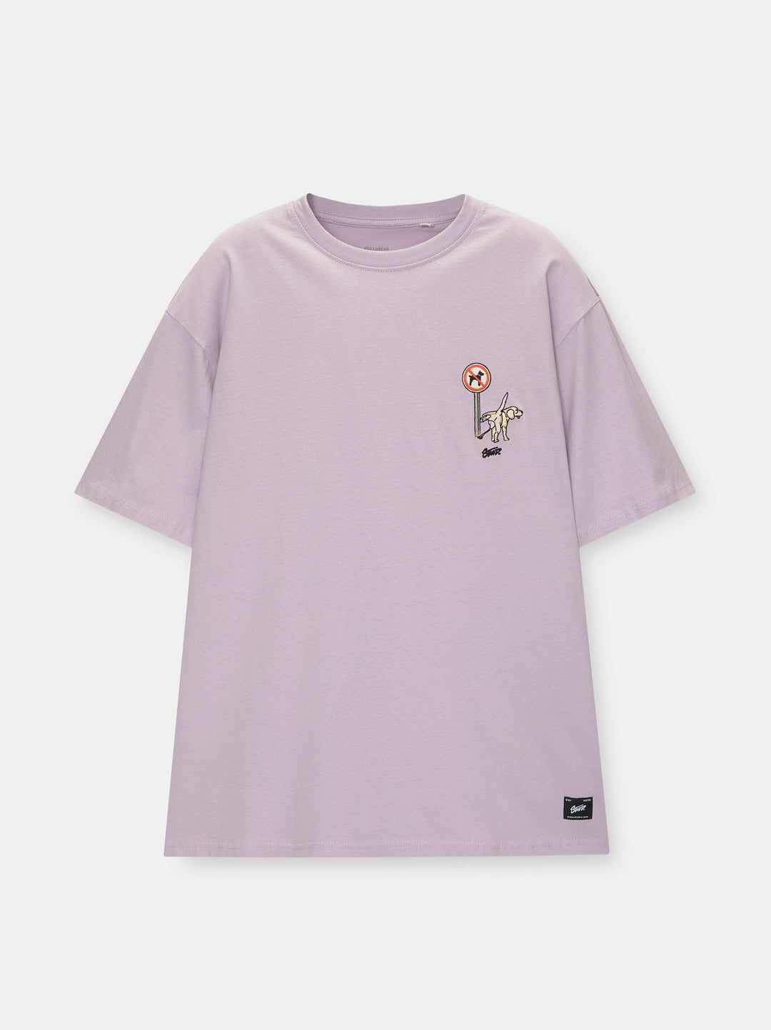 Moudda PULL & BEAR - T-Shirt Demi-Manches Violet Brodé Dog and Sign - Tunisie 1