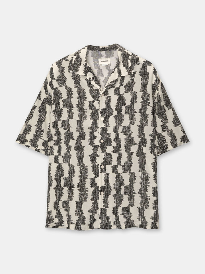 Moudda PULL & BEAR - Chemise Demi-Manches B&W Imprimé Fancy Stripe Écru - Tunisie 2