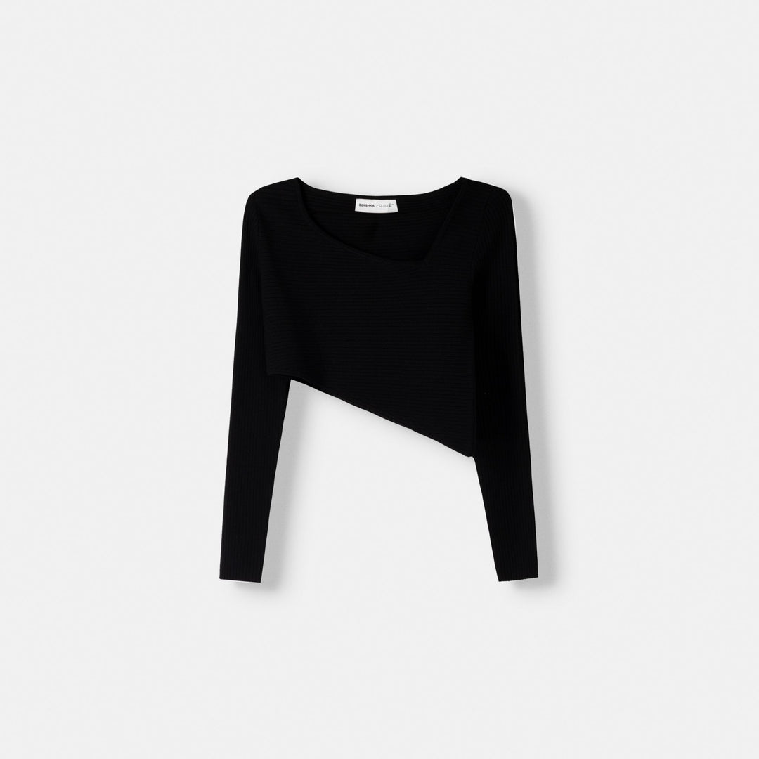 Moudda BERSHKA - Pull côtelé, bas et col asymétriques - Tunisie 1
