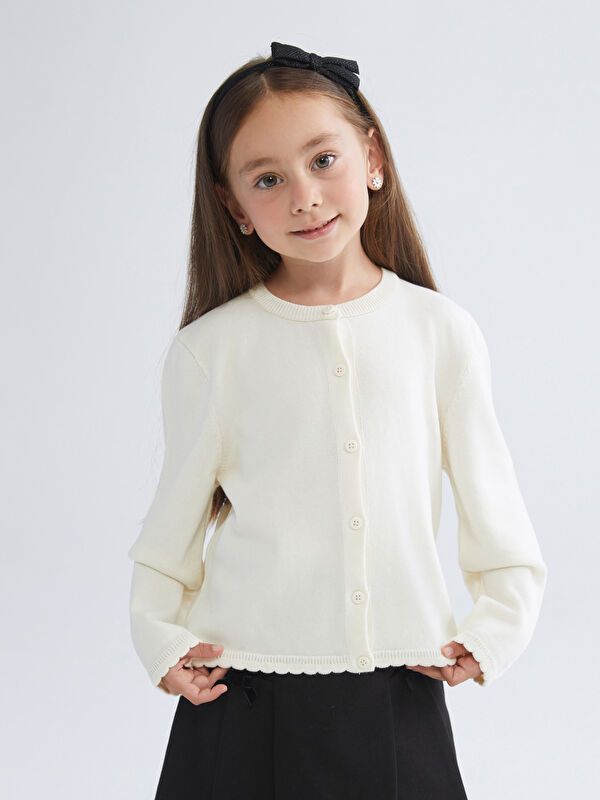 Moudda LC Waikiki - Cardigan en tricot Fille Crème - Tunisie 1