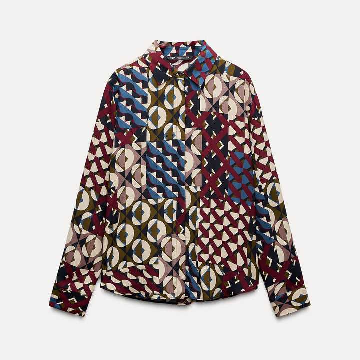 Moudda ZARA - Chemise crêpe imprimée géométrique colorée manches longues - Tunisie 2
