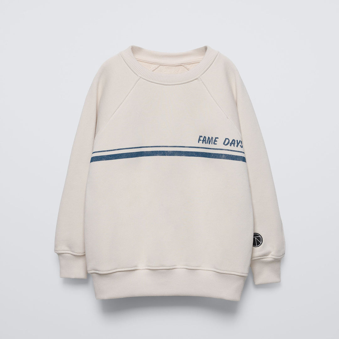Moudda ZARA - Sweat coupe boxy, neutre avec rayures et imprimé - Tunisie 1