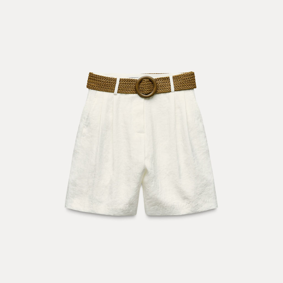 Moudda ZARA - Short ceinture large boucle ronde imitation bois - Tunisie 2