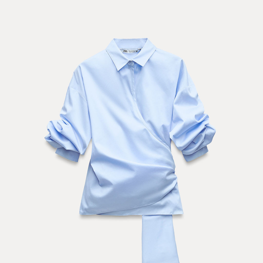 Moudda ZARA - La chemise popeline col en V et manches retroussées - Tunisie 1