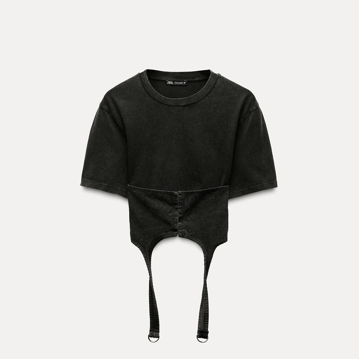 Moudda ZARA - T-shirt combiné lavé, détail corset - Tunisie 2