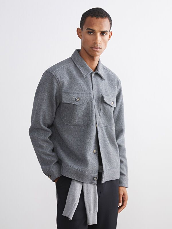 Moudda LC Waikiki - Surchemise en tissu (Shacket) couleur Gris pour hommes - Tunisie 1