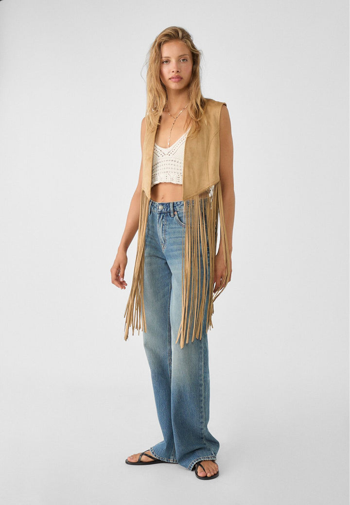 Moudda STRADIVARIUS - Gilet Bonded à Franges - Tunisie 3