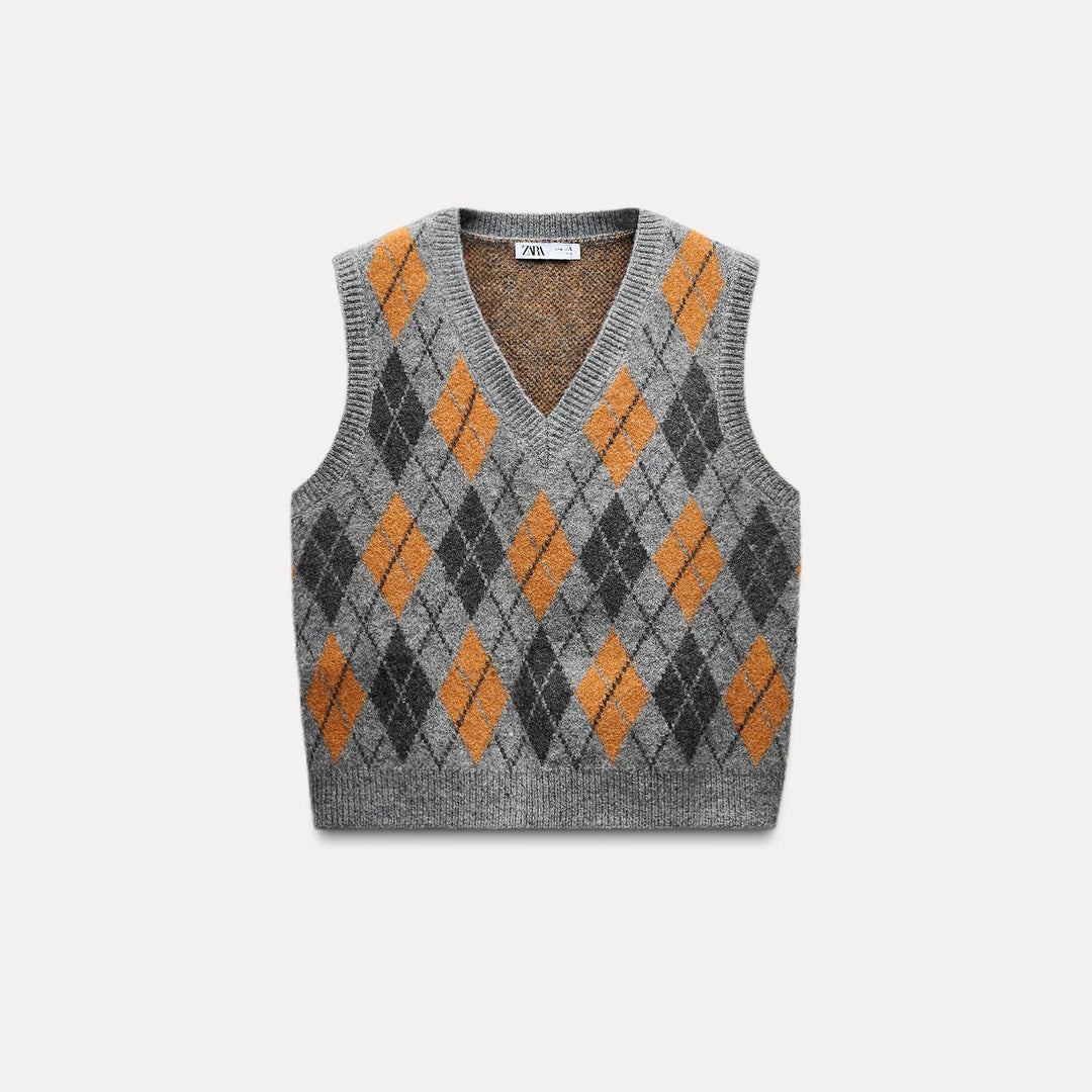 Moudda ZARA - Gilet jacquard losanges - Tunisie 1