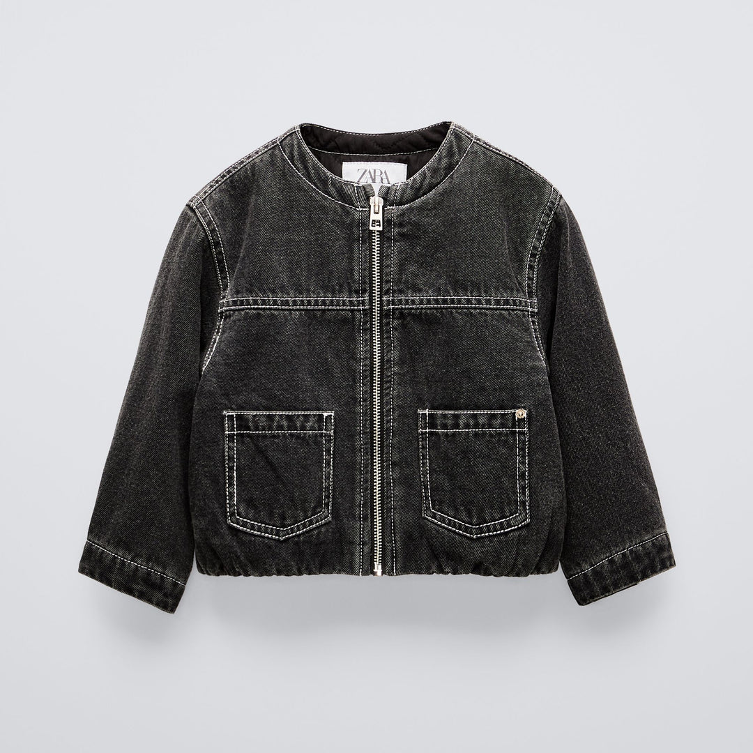 Moudda ZARA - Veste bomber jean enfant, surpiqûres contrastées - Tunisie 1