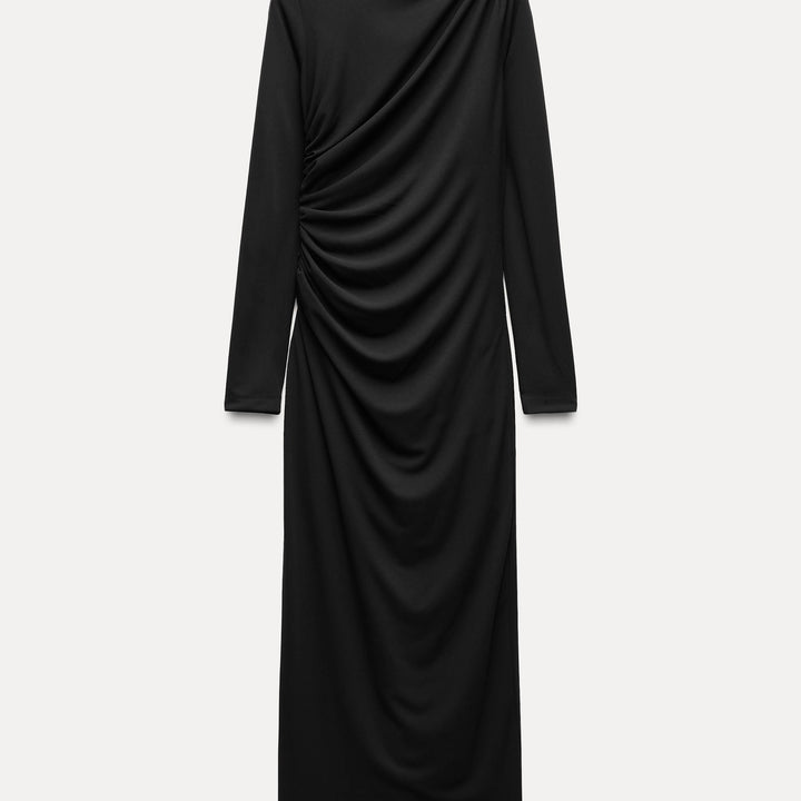 Moudda ZARA - Robe mi-longue drapée maille manches longues col haut - Tunisie 2