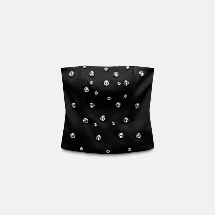 Moudda ZARA - Haut satiné bustier col bateau, strass - Tunisie 2