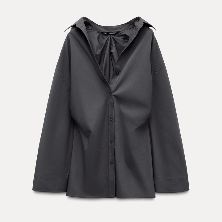 Moudda ZARA - Chemise oversized gabardine plis dos - Tunisie 2