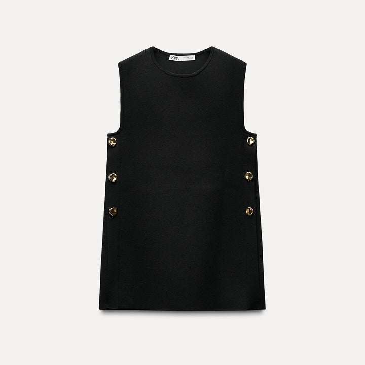 Moudda ZARA - Gilet noir oversized bouton doré - Tunisie 2
