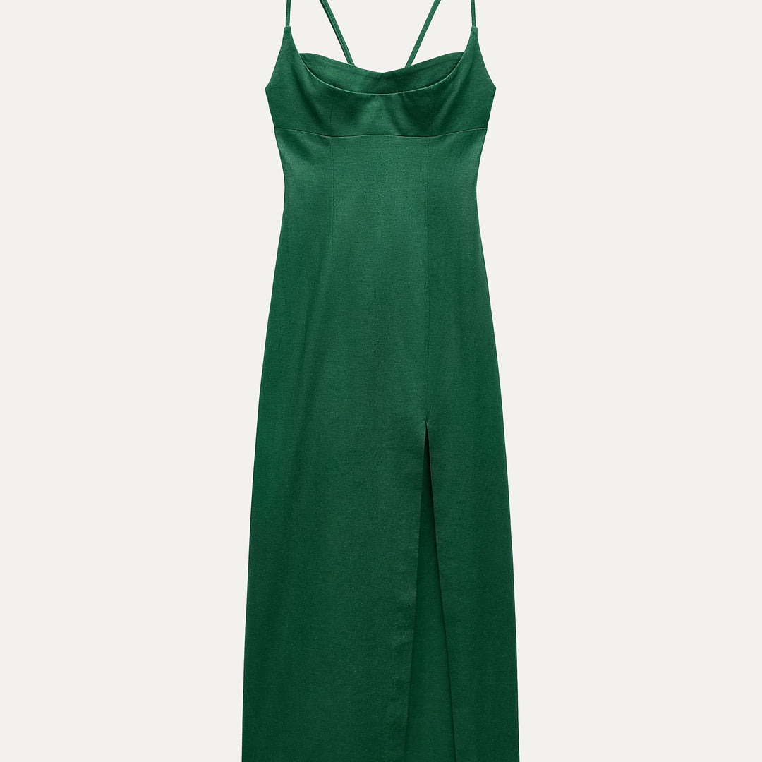 Moudda ZARA - Robe mi-longue en lin/viscose fines bretelles - Tunisie 1