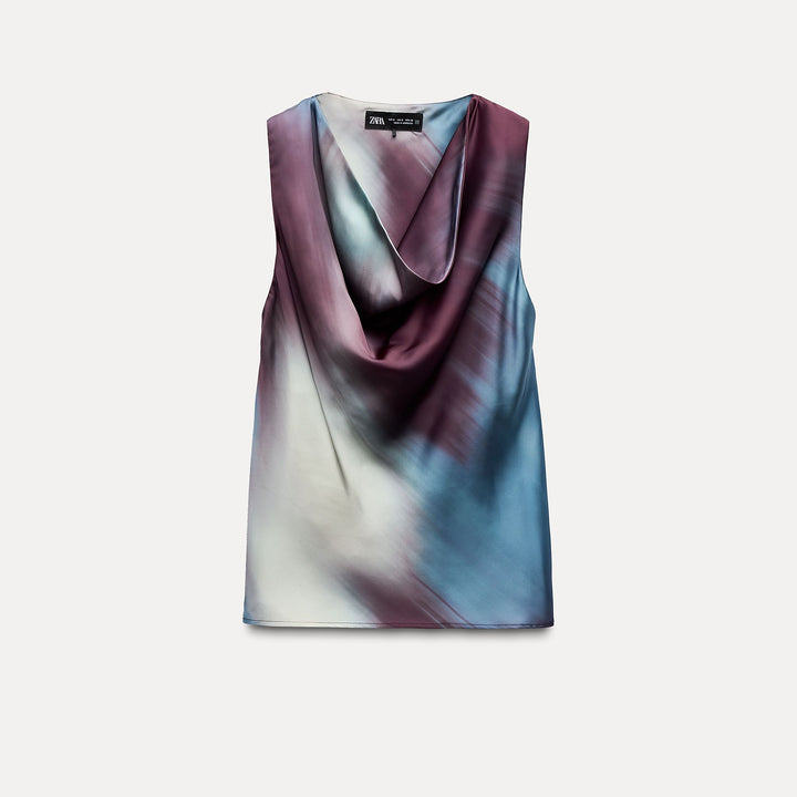 Moudda ZARA - Haut drapé imprimé tie & dye, froncé à la taille - Tunisie 1