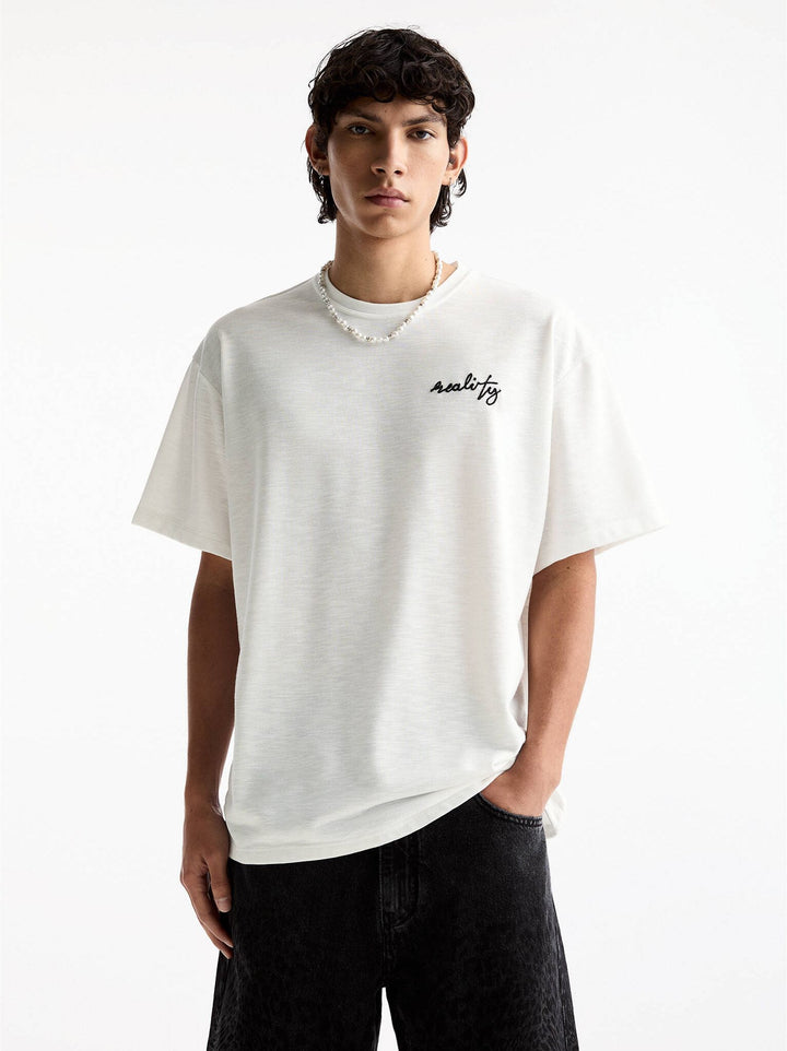 Moudda PULL & BEAR - T-Shirt Demi-Manches Qualité Rustique Parole Brodé - Tunisie 1