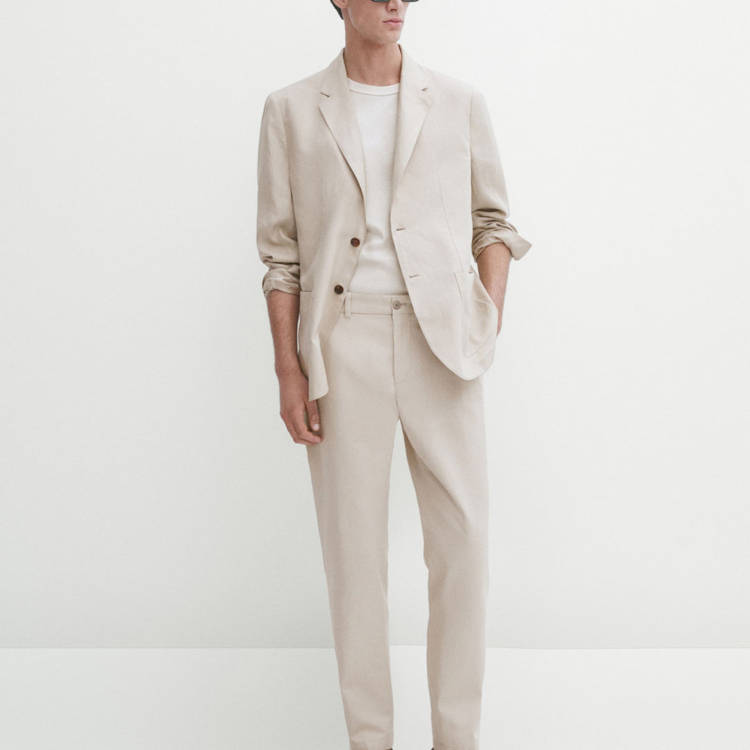 Moudda Massimo Dutti - Pantalon coton/lin détail poche coupe slim - Tunisie 8