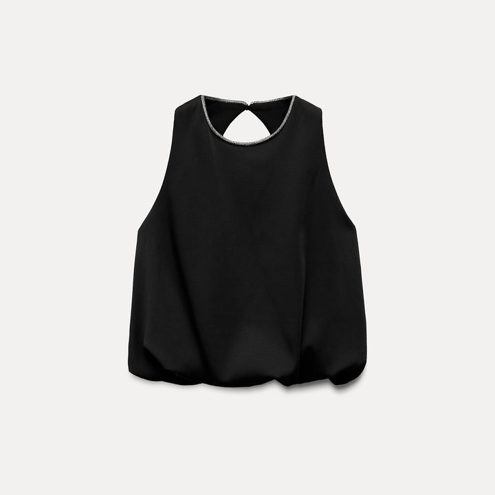 Moudda ZARA - Top manches bouffantes détail strass décolleté - Tunisie 2