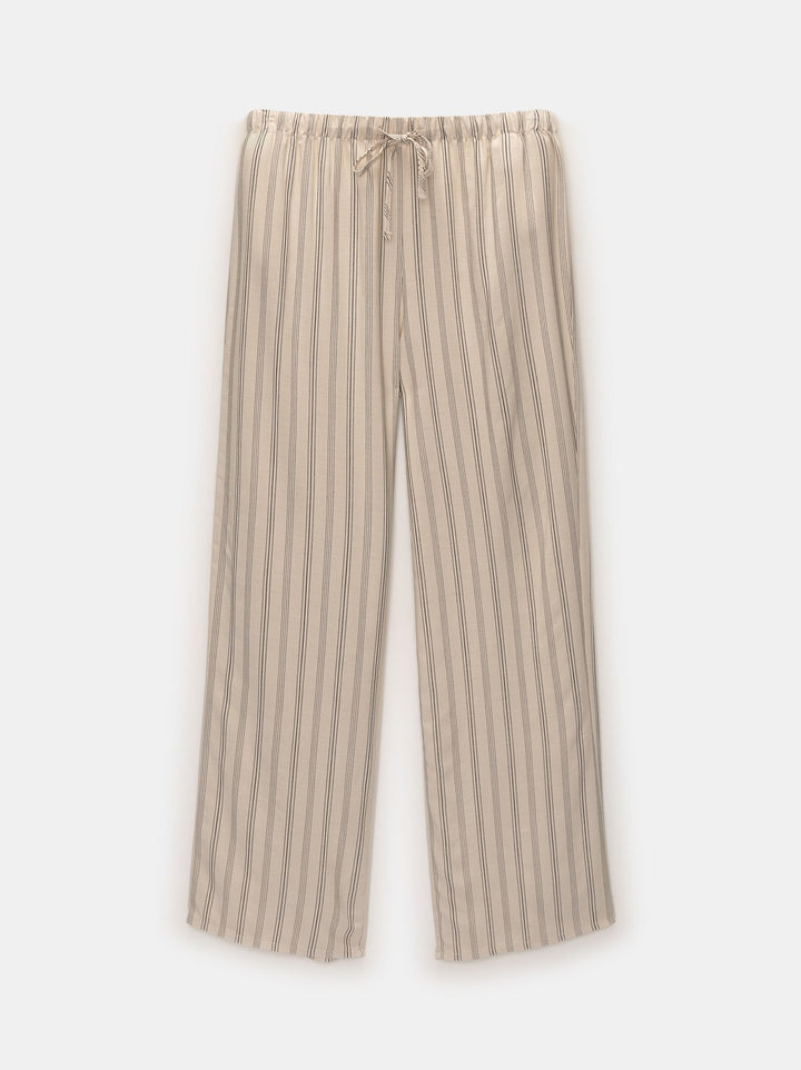 Moudda PULL & BEAR - Pantalon Jambe Large Rayures Écru - Tunisie 3