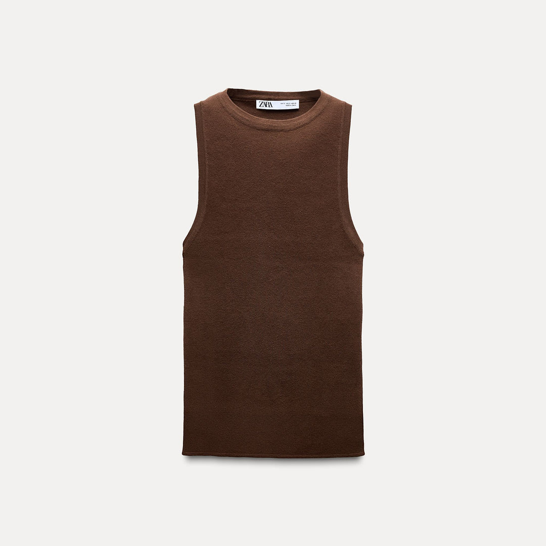 Moudda ZARA - Top col droit manches courtes droit tricot entier - Tunisie 1