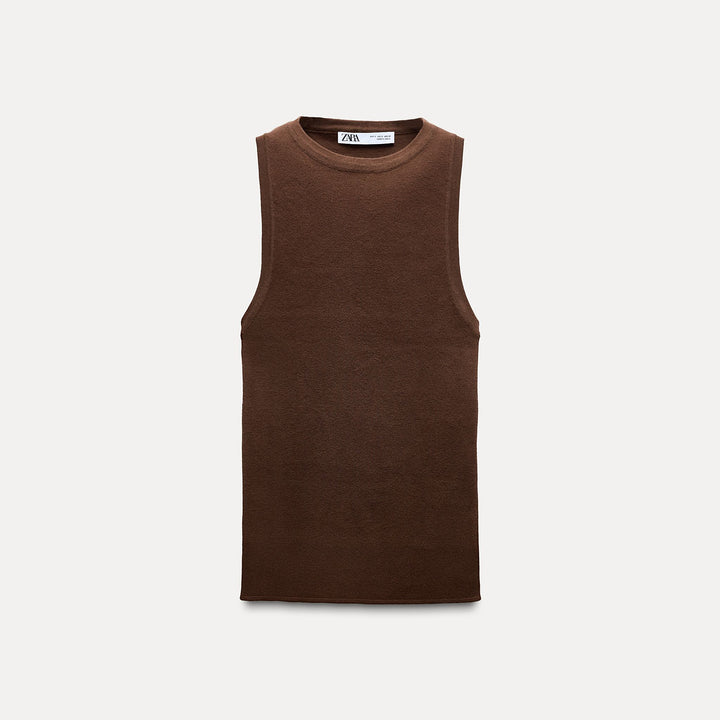 Moudda ZARA - Top col droit manches courtes droit tricot entier - Tunisie 1