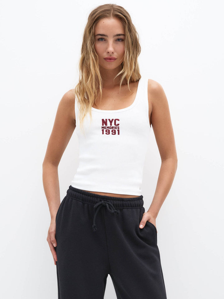 Moudda PULL & BEAR - Top Pacific Brodé Villes Blanc - Tunisie 7