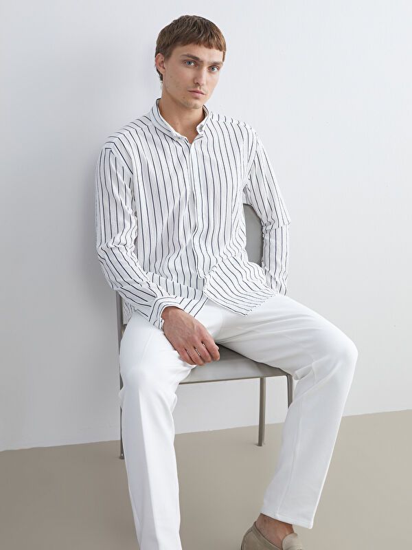 Moudda LC Waikiki - Chemise tissée manches longues Homme Rayures marine - Tunisie 1