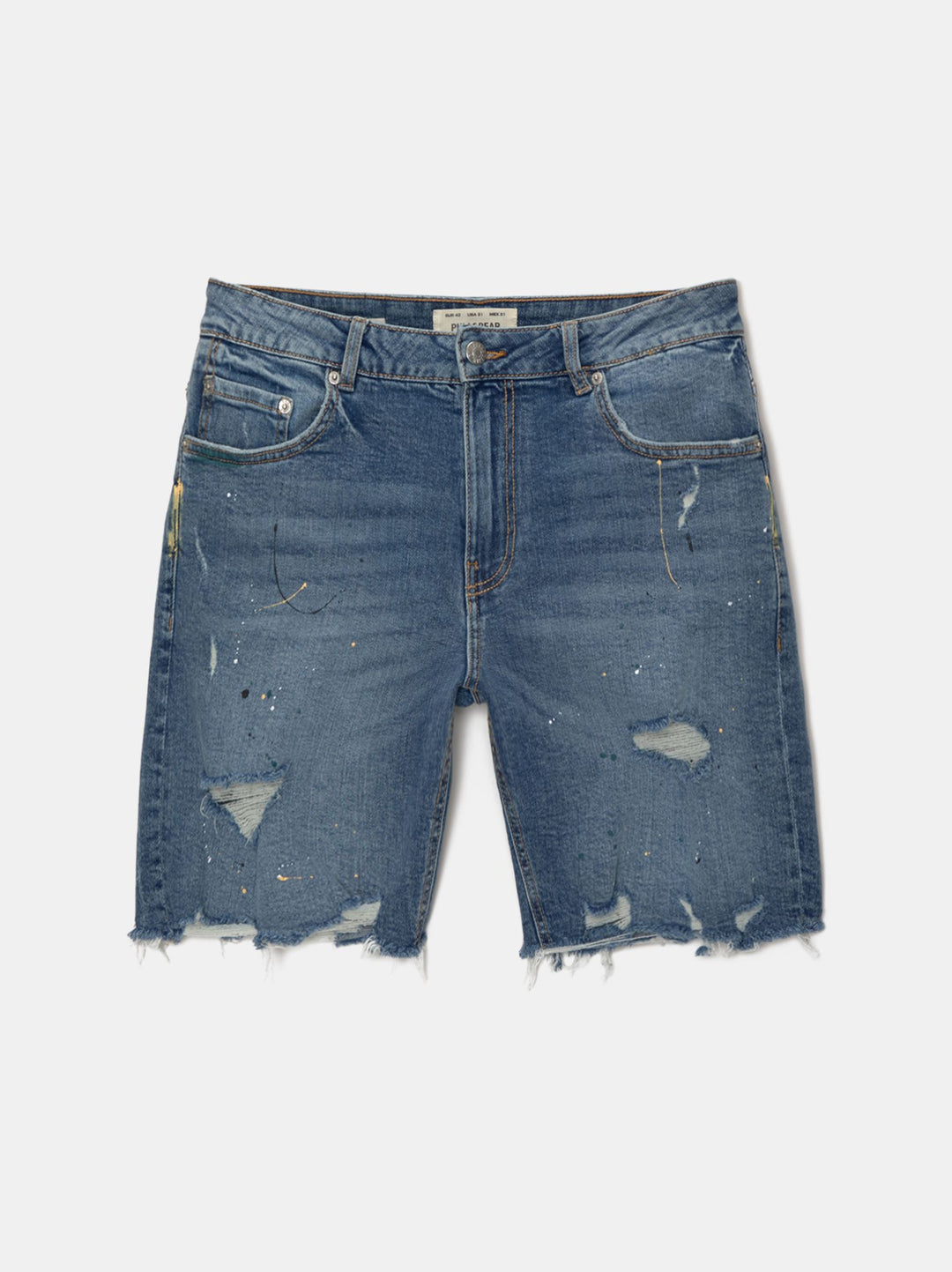 Moudda PULL & BEAR - Bermuda Denim Slim Déchiré Peinture - Tunisie 1