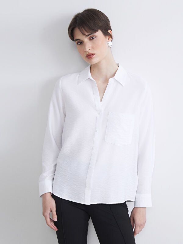Moudda LC Waikiki - Chemise tissée manches longues Femme Ecru - Tunisie 1
