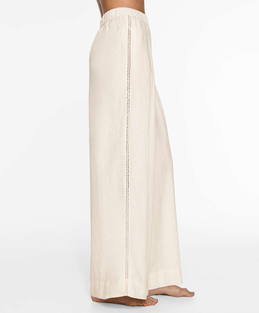 Moudda Oysho - Pantalon 100% Lin Relaxed Brodé Taille Moyenne - Tunisie 5